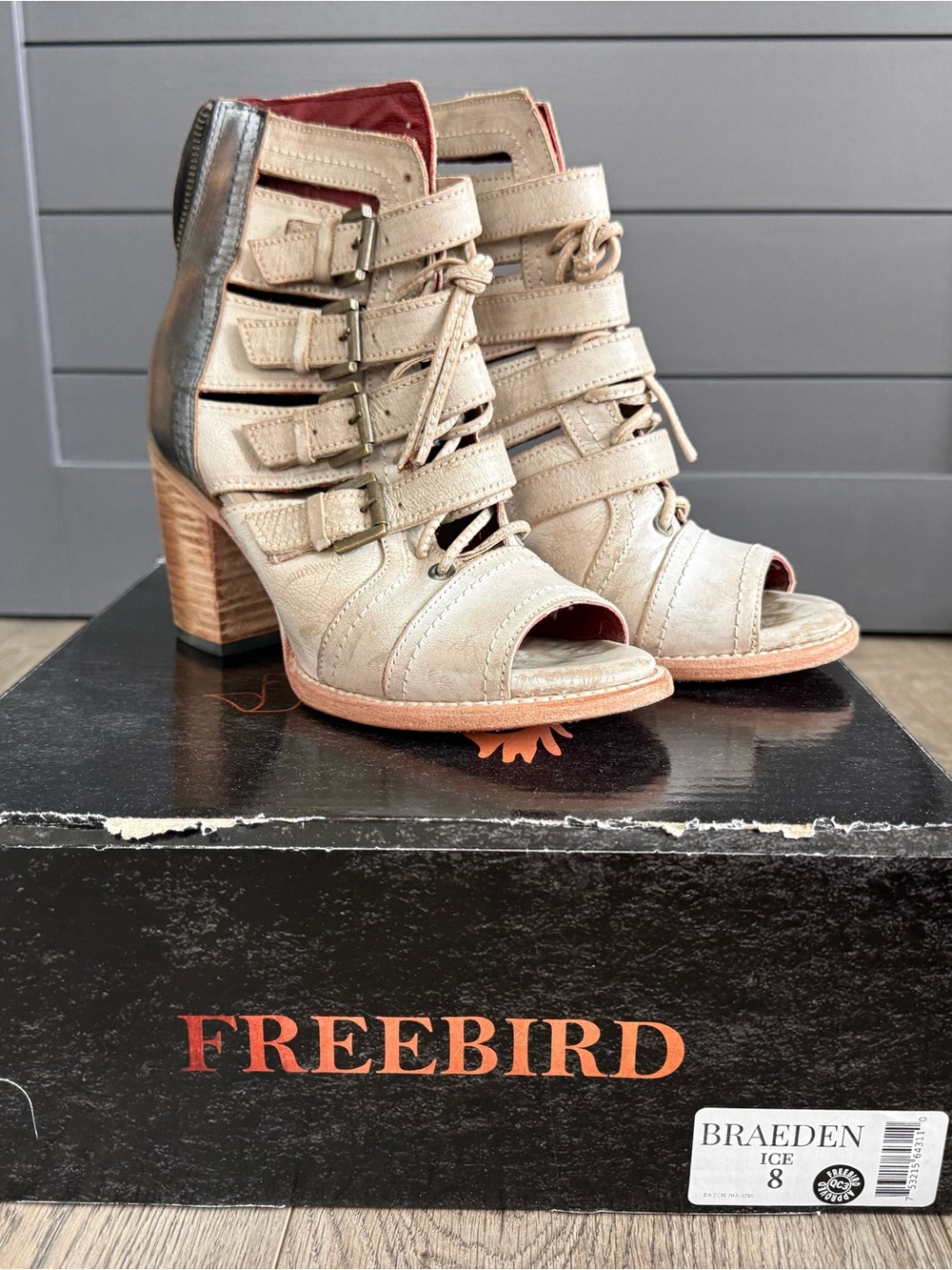 Freebird by Steven Braeden Ice Leather Peep-Toe Bootie - Ice